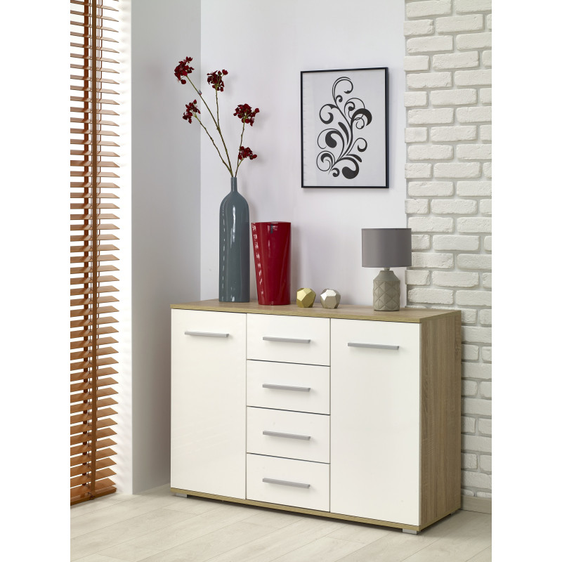 LIMA KM-4 komoda dąb sonoma / biały (2p 1szt)