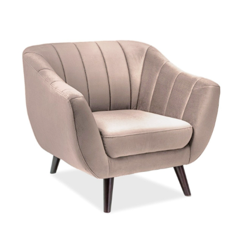 FOTEL ELITE 1 VELVET BEŻOWY BLUVEL 28 / WENGE (T)
