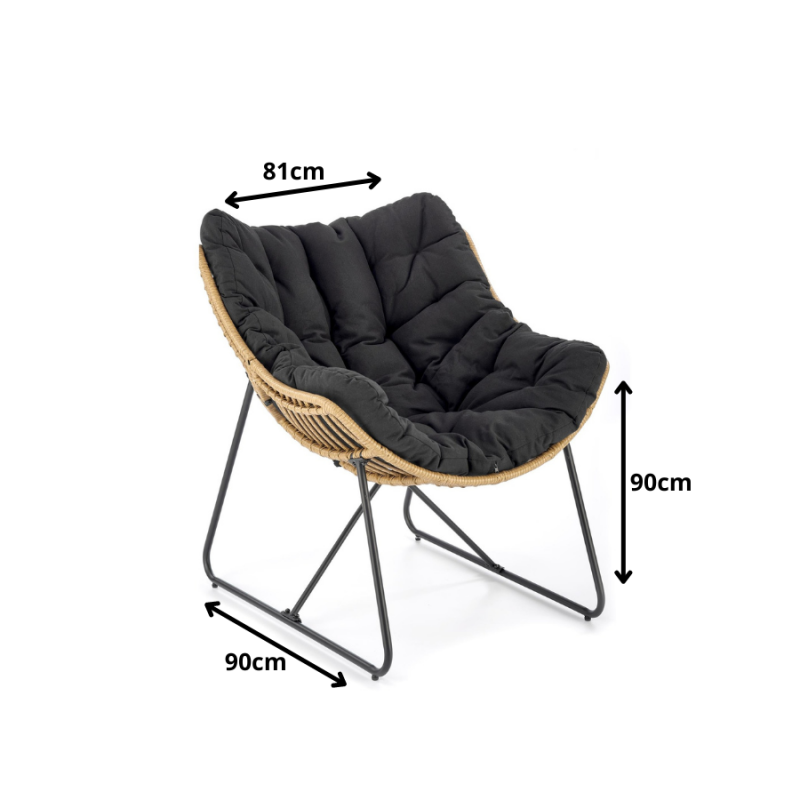 Wygodny fotel wypoczynkowy Atoll czarny/rattan
