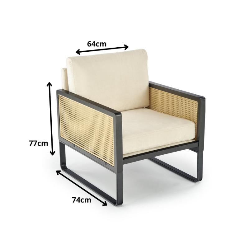 Naturalny fotel wypoczynkowy Fable czarny/naturalny