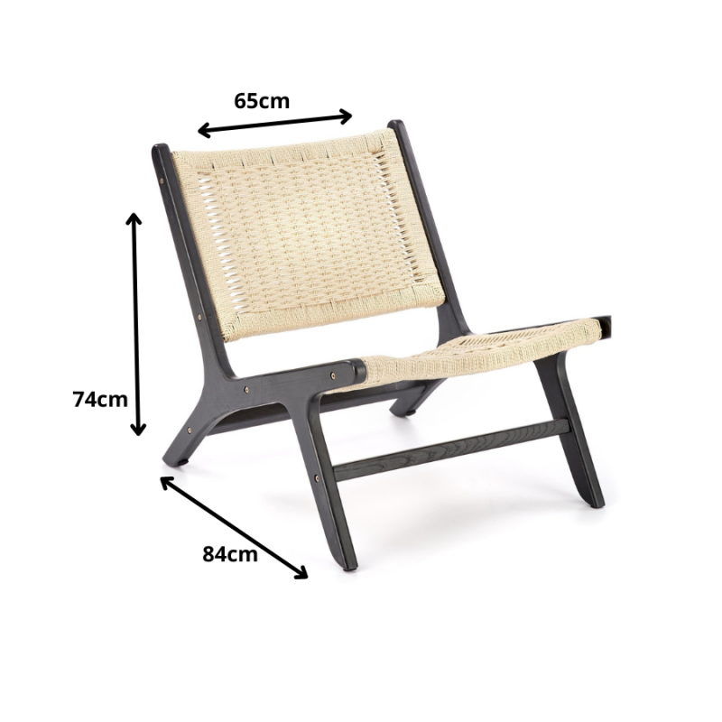 Minimalistyczny fotel wypoczynkowy Ember czarny/naturalny