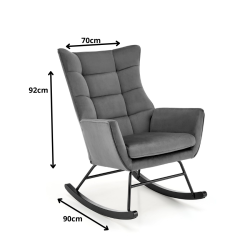Fotel bujany Skye popielaty/czarne nogi