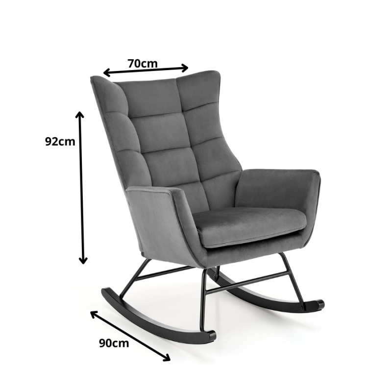 Fotel bujany Skye popielaty/czarne nogi