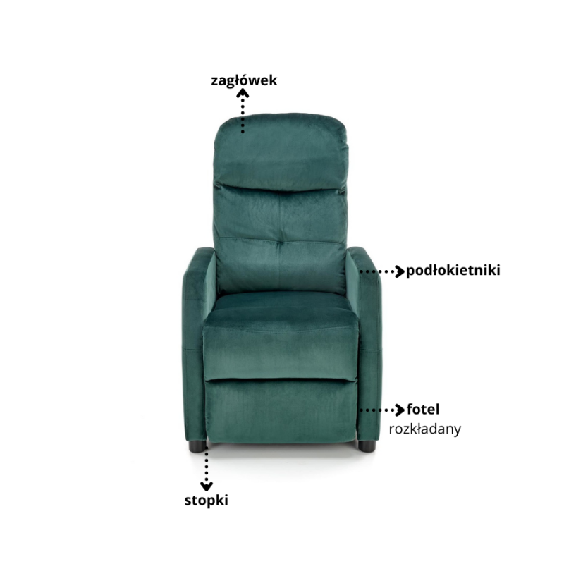 Rozkładany fotel wypoczynkowy Nyx Ciemno-zielony
