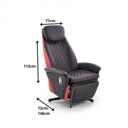 Ergonomiczny fotel rozkładany Crest czarny/czerwony