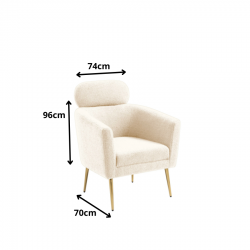 Minimalistyczny fotel wypoczynkowy Gen kremowy/złoty