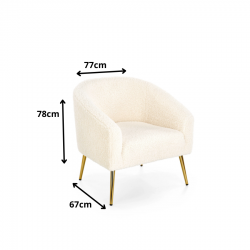 Minimalistyczny fotel wypoczynkowy Lux kremowy/złoty