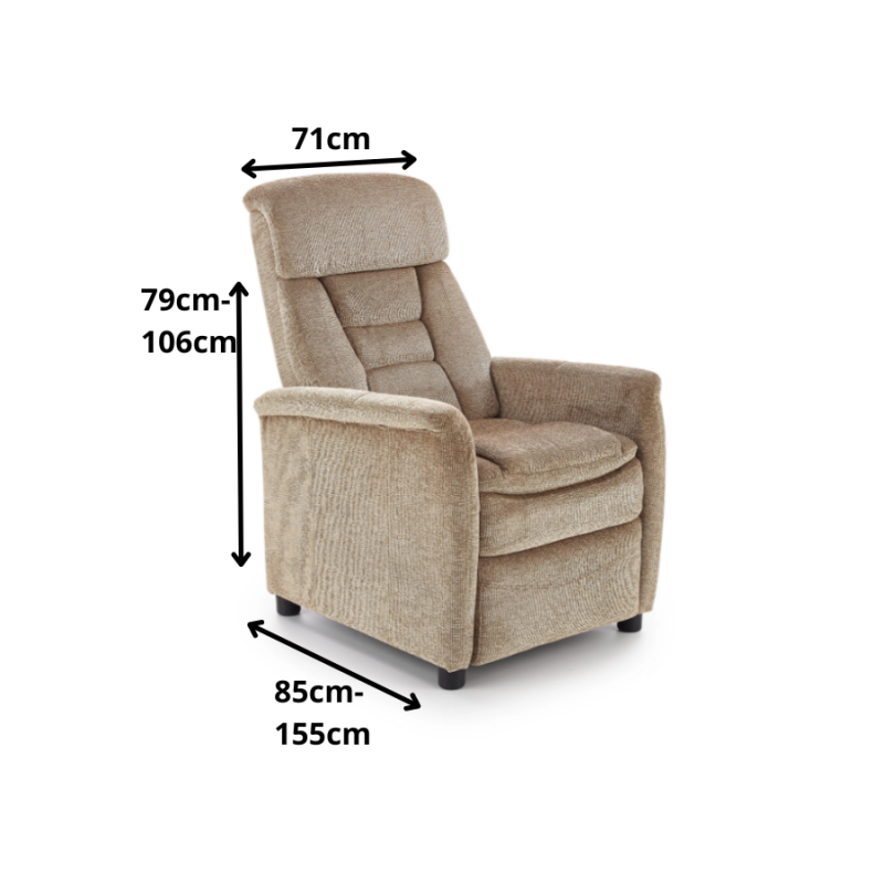 Rozkładany fotel Quirk beżowy