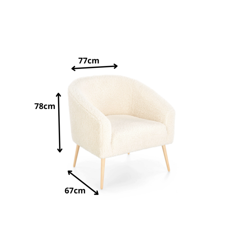 Minimalistyczny fotel wypoczynkowy Lux kremowy/naturalny