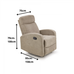 Rozkładany fotel Flux beżowy z funkcją relax
