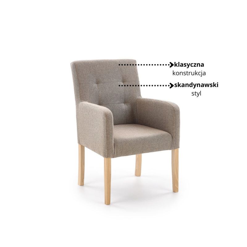Klasyczny fotel wypoczynkowy Heaven beżowy/dąb miodowy