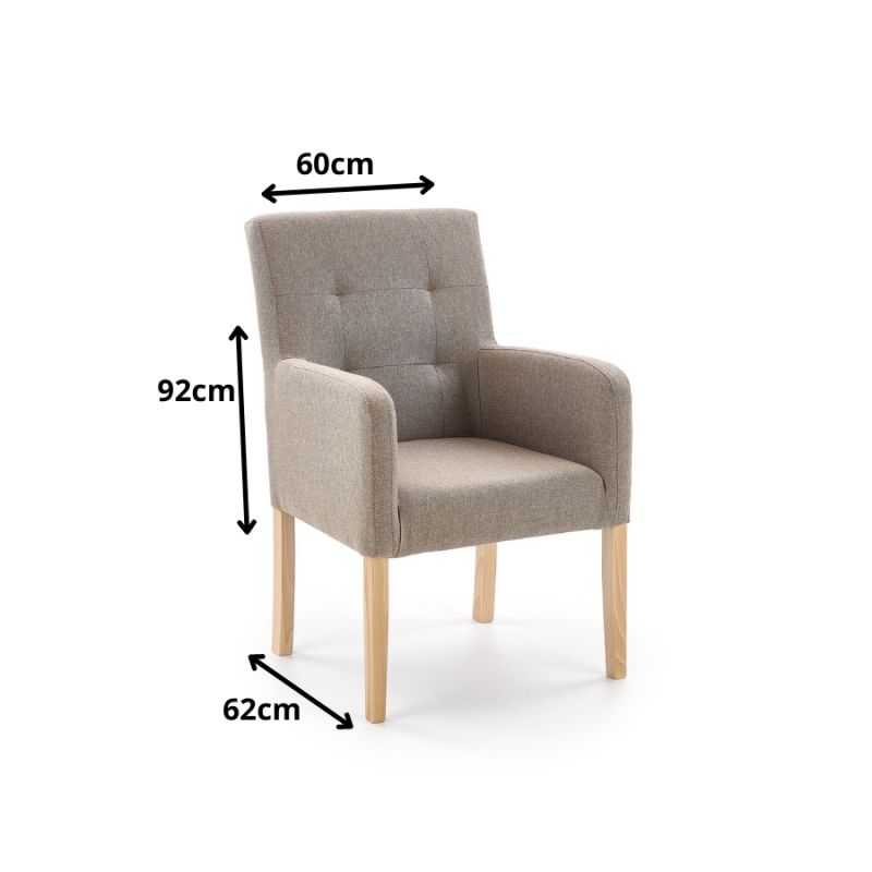 Klasyczny fotel wypoczynkowy Heaven beżowy/dąb miodowy