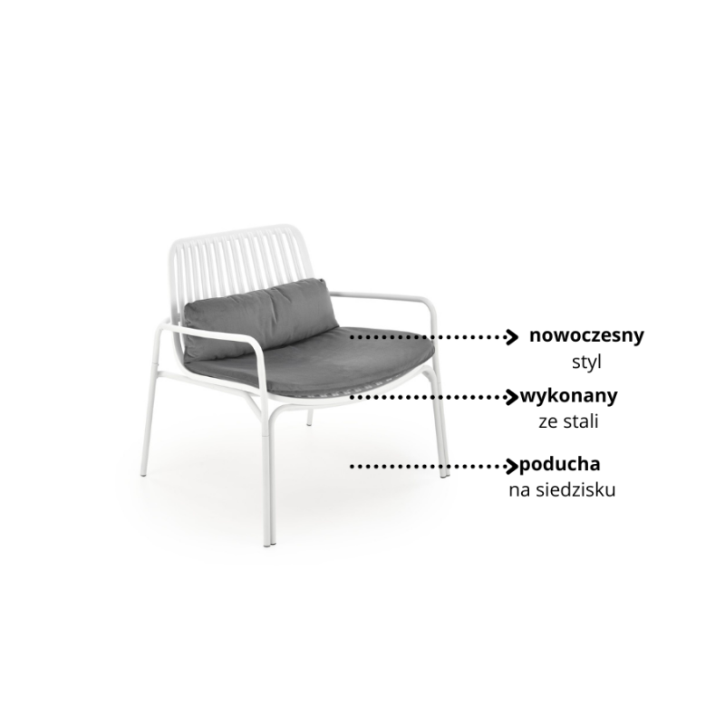 Fotel wypoczynkowy Cascade biały/popiel