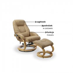 Rozkładany fotel Willow z funkcją masażu i podgrzewania beżowy