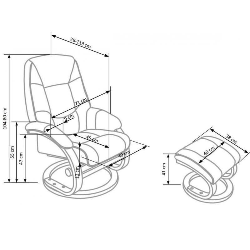 Rozkładany fotel Willow z funkcją masażu i podgrzewania czarny