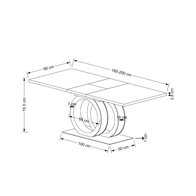 Stylowy rozkładany stół Amber biały/złoty