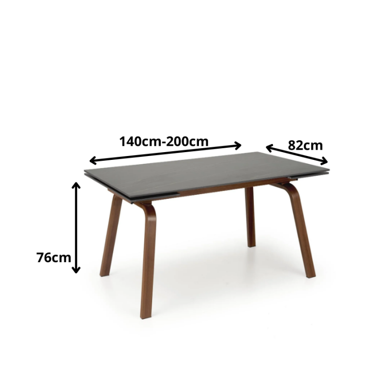 Nowoczesny stół rozkładany Opal czarny marmur/orzech
