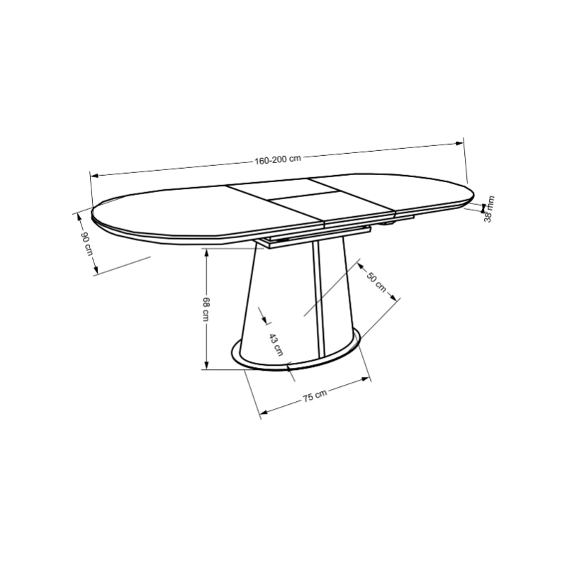 Rozkładany stół Flint beżowy marmur/cappuccino/czarny