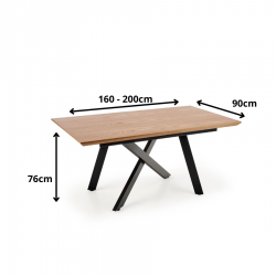 Industrialny stół rozkładany Serpentine 160-200cm dąb