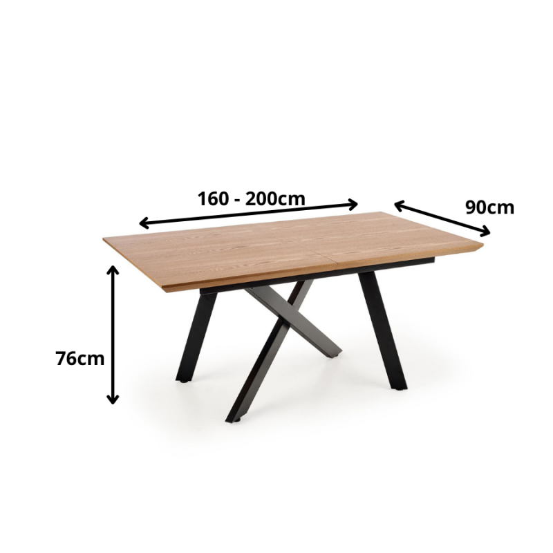 Industrialny stół rozkładany Serpentine 160-200cm dąb