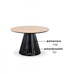 Nowoczesny okrągły stół Perlite dąb naturalny/czarny