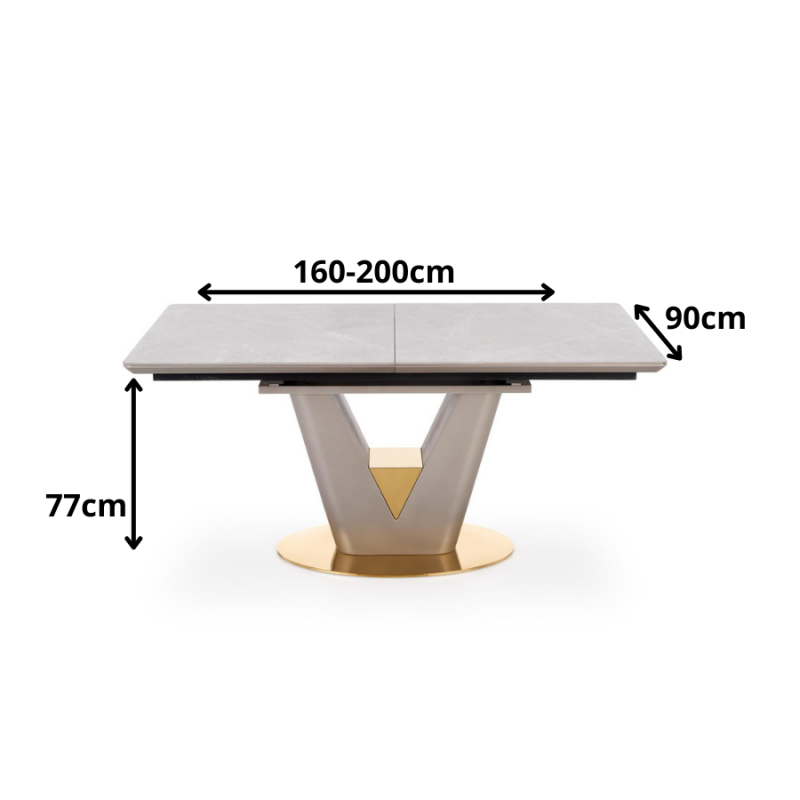 Rozkładany stół w stylu glamour Berylon popielaty marmur/jasny