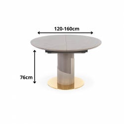 Rozkładany stół w stylu glamour Larion marmur popielaty/jasny