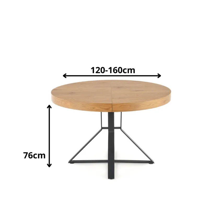 Rozkładany loftowy stół Zirix dąb złoty/czarny