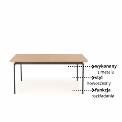 Nowoczesny stół rozkładany Malar dąb naturalny/czarny