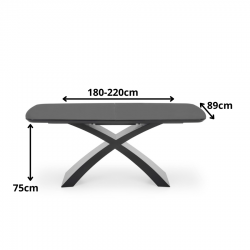 Minimalistyczny stół rozkładany Rubex ciemny popiel/czarny