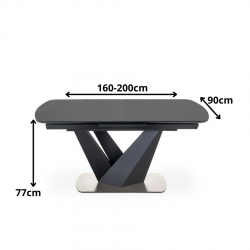 Minimalistyczny stół rozkładany Selenix ciemny popiel/czarny