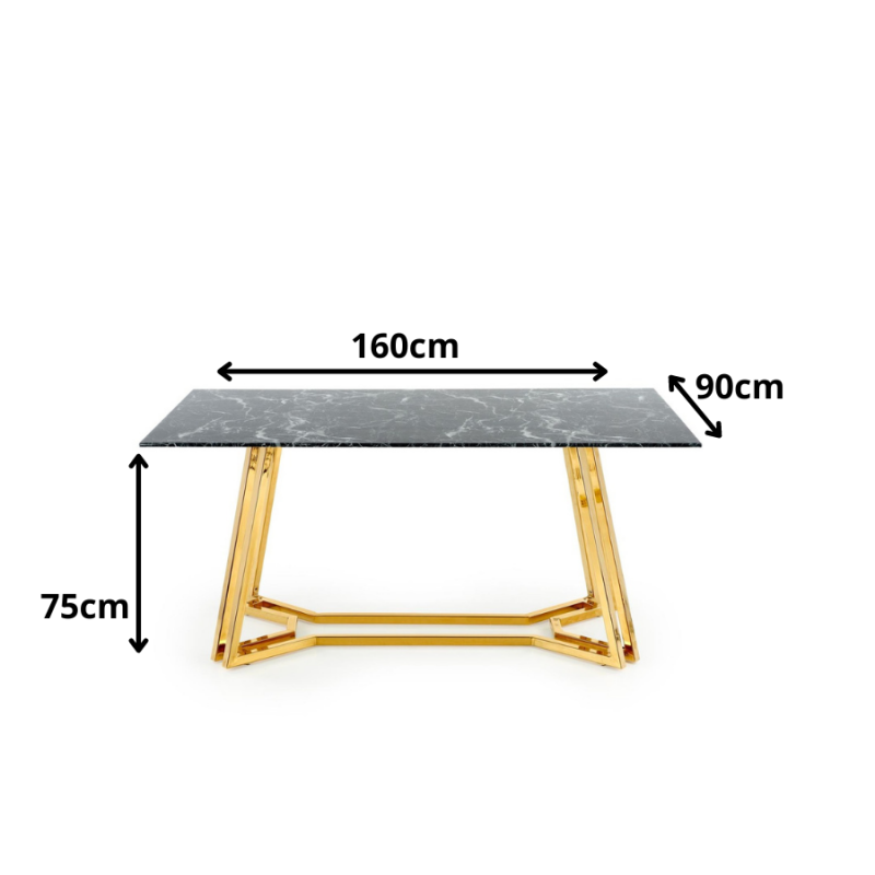 Nowoczesny stół w stylu glamour Obsix czarny marmur/złoty