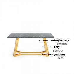 Nowoczesny stół w stylu glamour Obsix czarny marmur/złoty