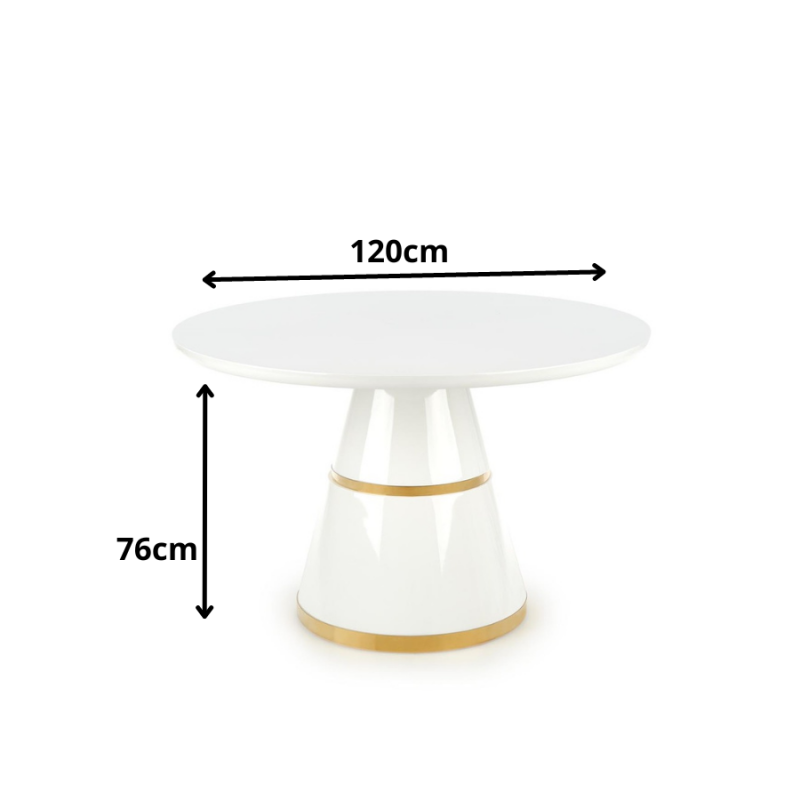 Nowoczesny nierozkładany stół Topion biały/złoty