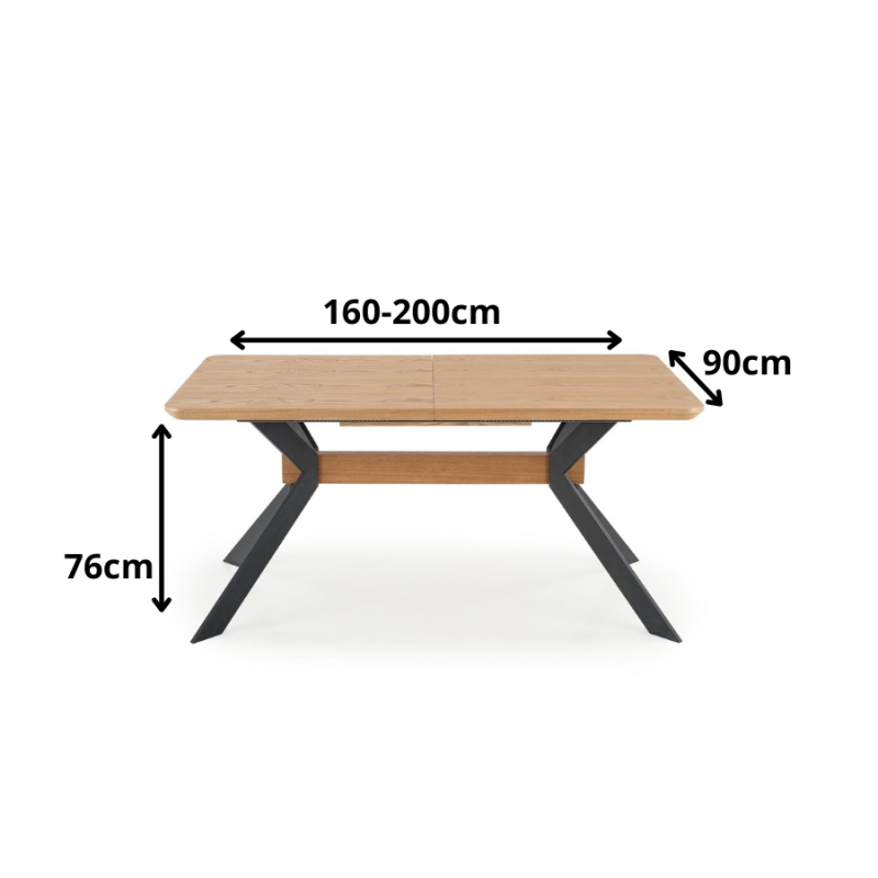Loftowy stół rozkładany Lavax dąb naturalny/czarny