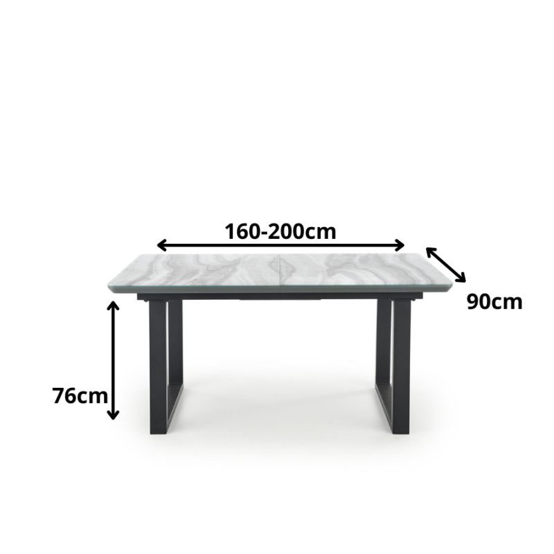 Nowoczesny stół rozkładany Pyrion biały marmur/czarny