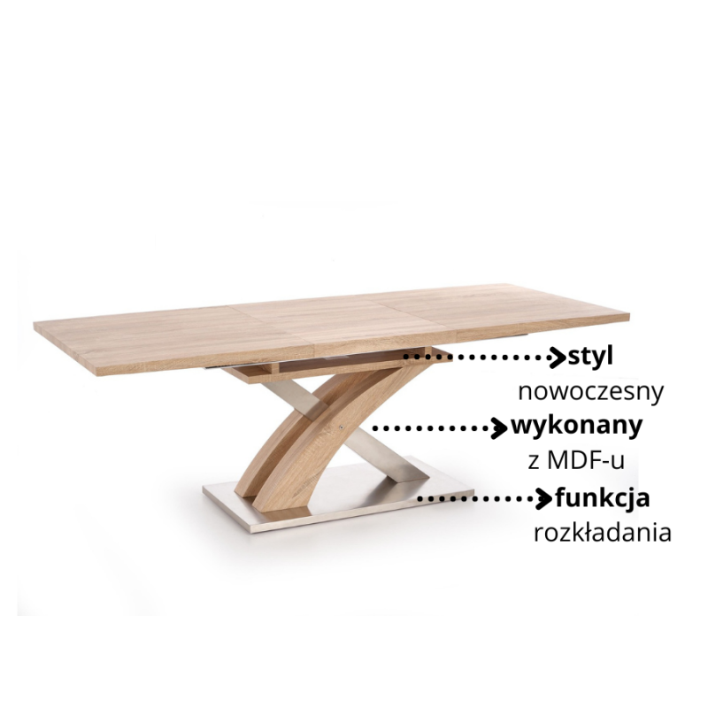 Klasyczny rozkładany stół Amix dąb sonoma