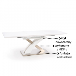 Klasyczny rozkładany stół Amix biały