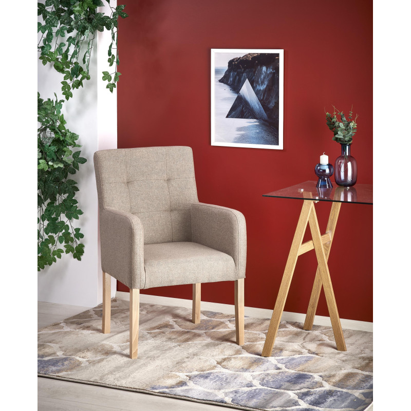 Klasyczny fotel wypoczynkowy Heaven beżowy/dąb miodowy