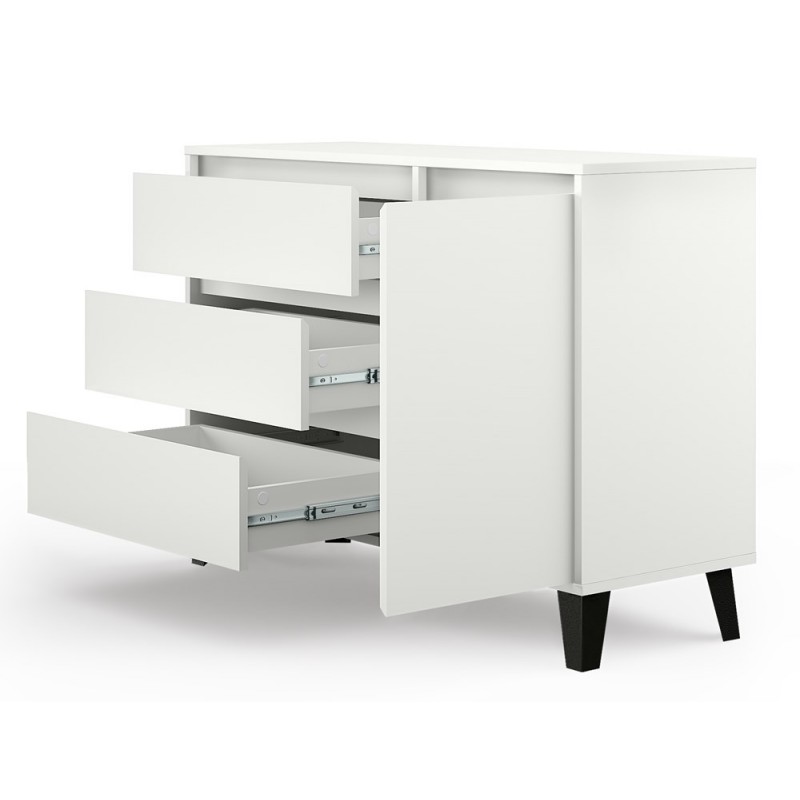 KOMODA SCANDI 1DRZWI 3SZUFLADY BIEL