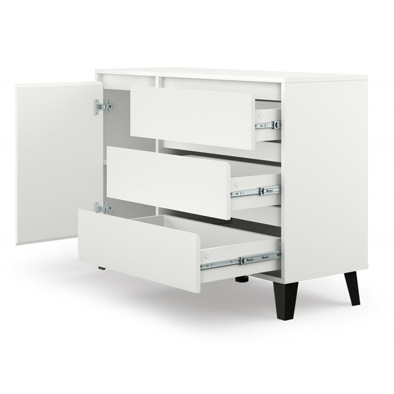 KOMODA SCANDI 1DRZWI 3SZUFLADY BIEL