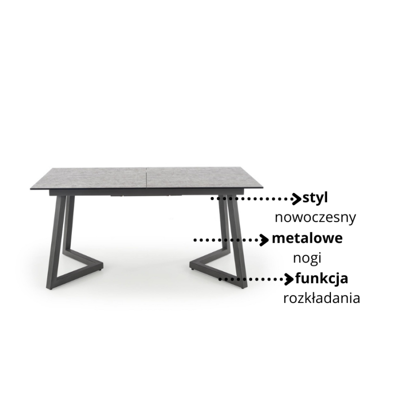 Nowoczesny rozkładany stół Rubon jasny popiel/ciemny popiel