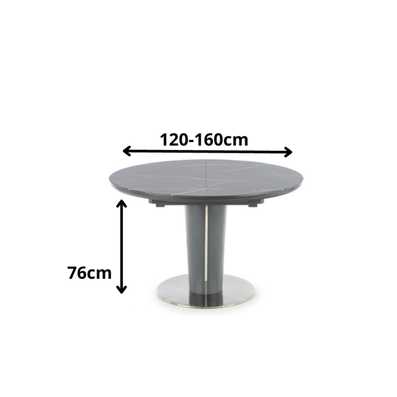 Rozkładany okrągły stół Perlux popielaty marmur