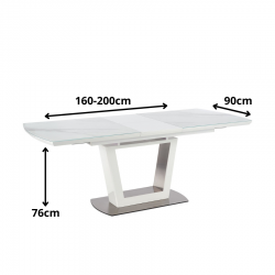 Rozkładany stół w stylu glamour Berylix biały marmur/biały