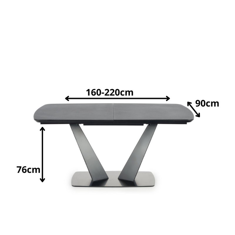 Minimalistyczny stół rozkładany Saphirix ciemny popiel/czarny