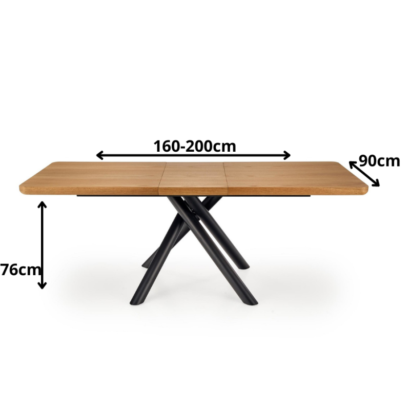 Rozkładany stół Malachit z eleganckimi czarnymi nogami