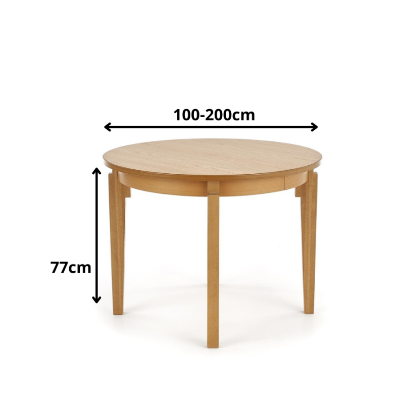 Rozkładany okrągły stół Kwarcyt dąb miodowy/dąb miodowy