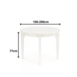 Rozkładany okrągły stół Kwarcyt biały/biały