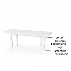 Klasyczny rozkładany stół Opok 160-240cm biały