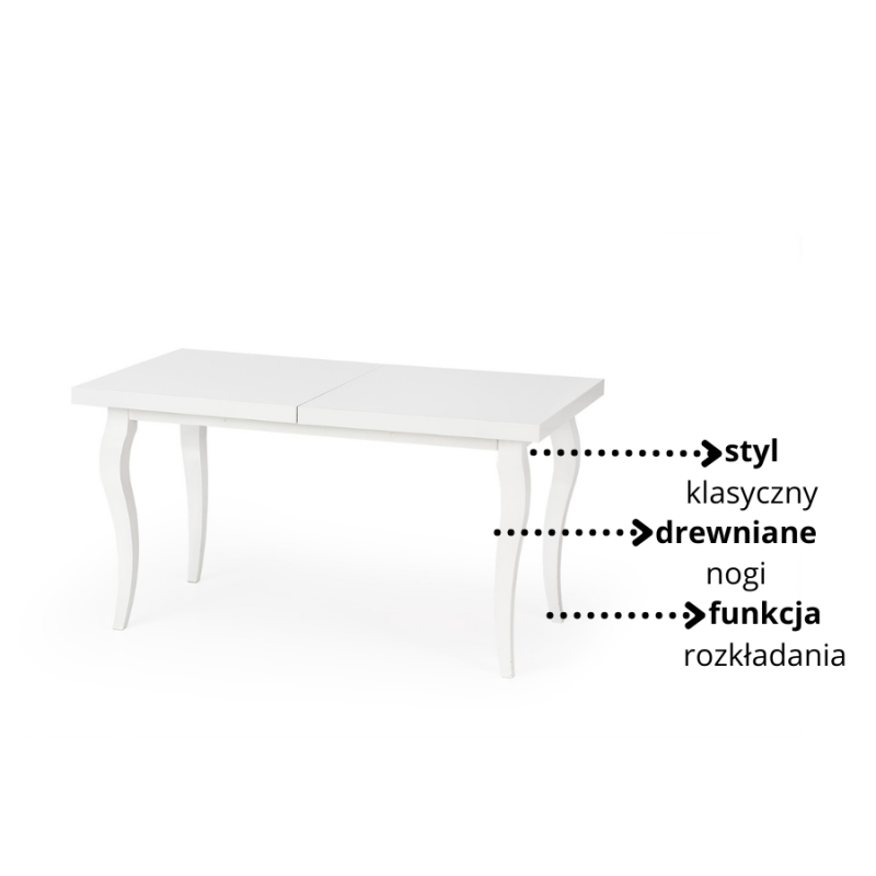 Klasyczny rozkładany stół Opok 140-180cm biały